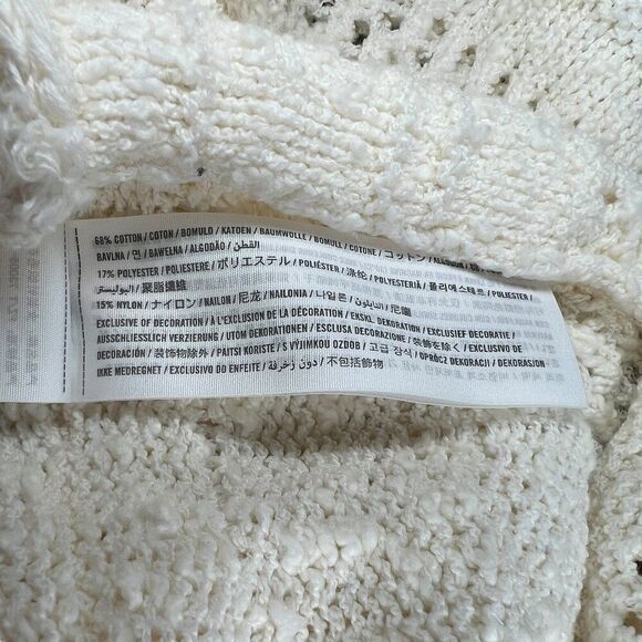 Abercrombie & Fitch Sweater Women's Size Large Cream Waffle Kint V-Neck Sweater - Picture 7 of 8